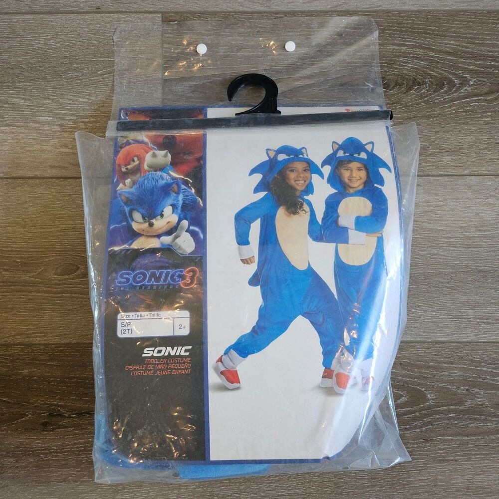 Sonic the Hedgehog Youth Costume Sonic 3 Movie Jumpsuit Cosplay Blue S 2T